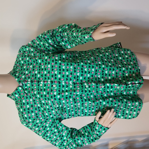 Talbots Petite Classic Button-Down Front Ladybug Print Shirt New With Tags - Picture 2 of 9